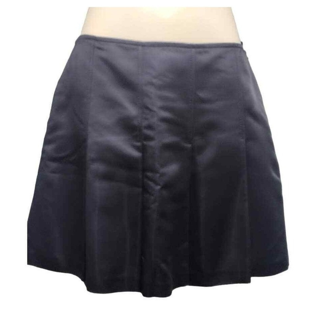 Kulson‎ Italy Pleated Satin Fully Lined Mini Skirt, Black, Italian Size 40 (4)